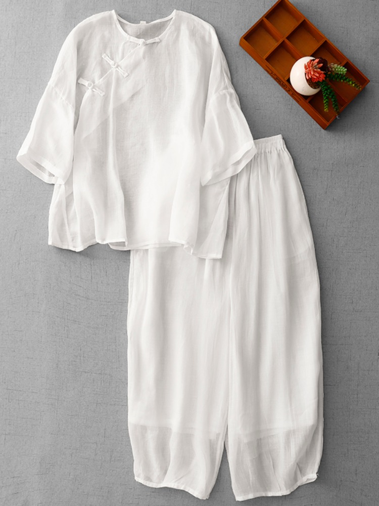 Linen Pant Wide - Новый женский летний костюм в китайском
