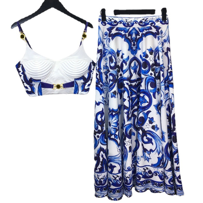 Летний богемный синий и белый  – обзор и цена Romper Floral Print