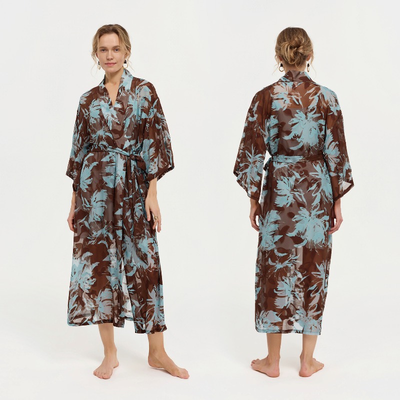 Женский черно-белый шифоновый  – обзор и цена Kimono Sheer Floral